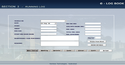 Electronic Log Book interface for Armoured Fighting Vehicles
